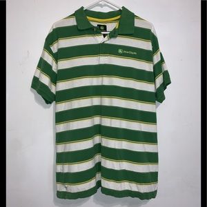 John Deere Striped Polo Shirt Size Large